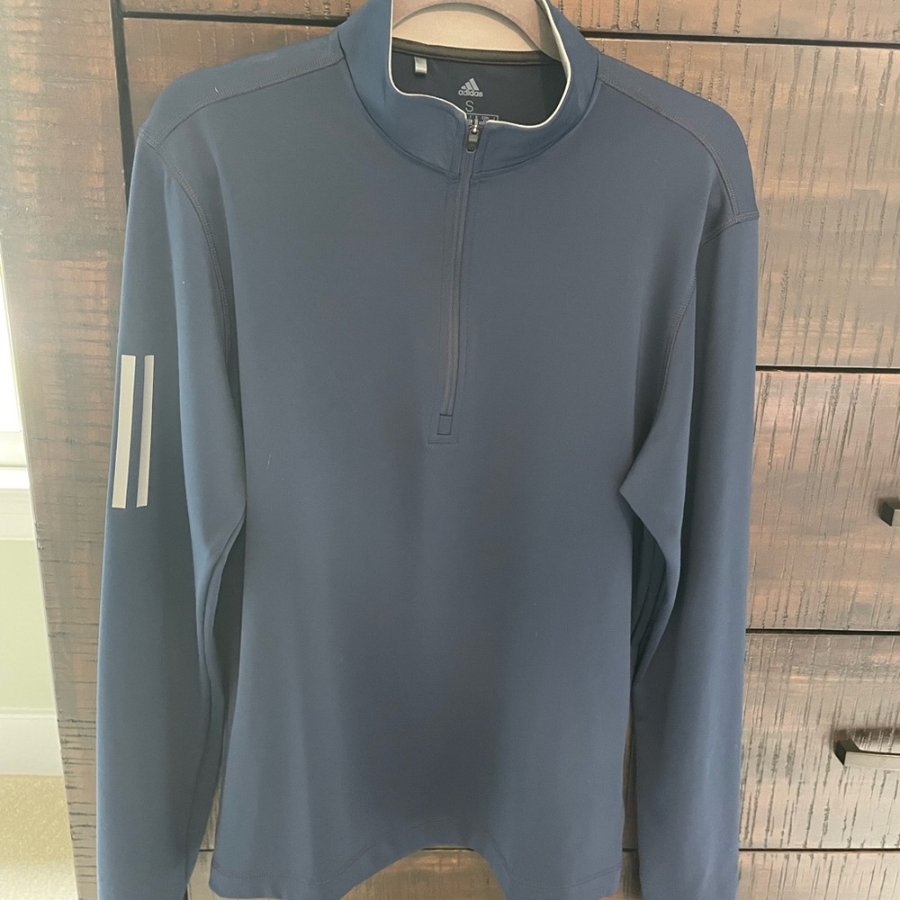 Adidas Dark Blue and Gray Quarter-Zip Top